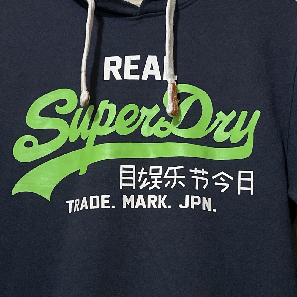 Vintage Super Dry Navy  Men's  Size-Large Graphic Pullover Hoodie - Picture 2 of 7
